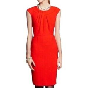 Kate Spade Red Raya Sheath Cap Sleeve Pleated Dress, Size 10